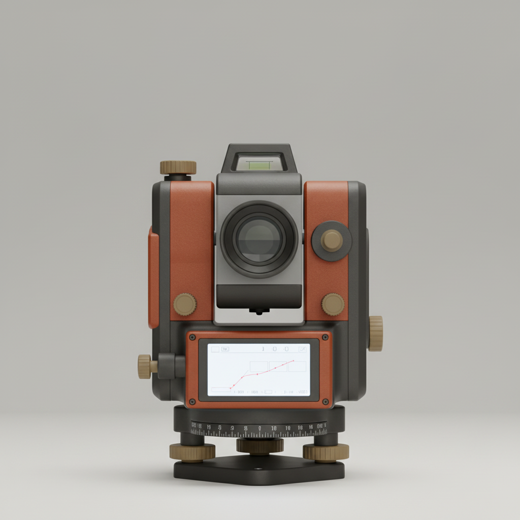 Close-up of a digital transit level showing its backlit precision display, telescope controls and rugged metal chassis